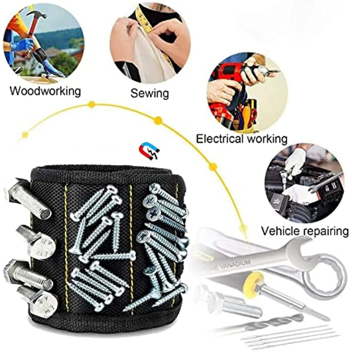 50% Off! Magnetic Wristband for Screws, Nails & Tools – Perfect DIY Gadget for Men & Women